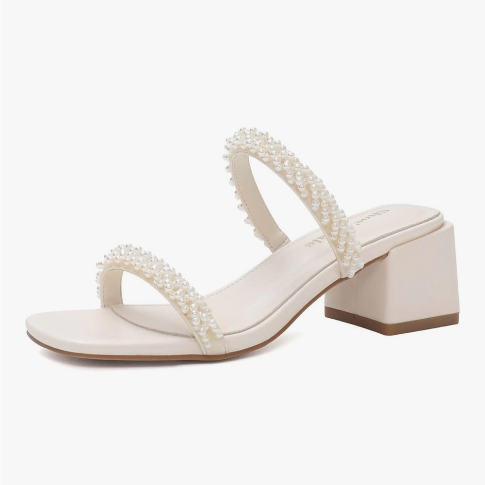 Elegant Cream Block Heel Sandals